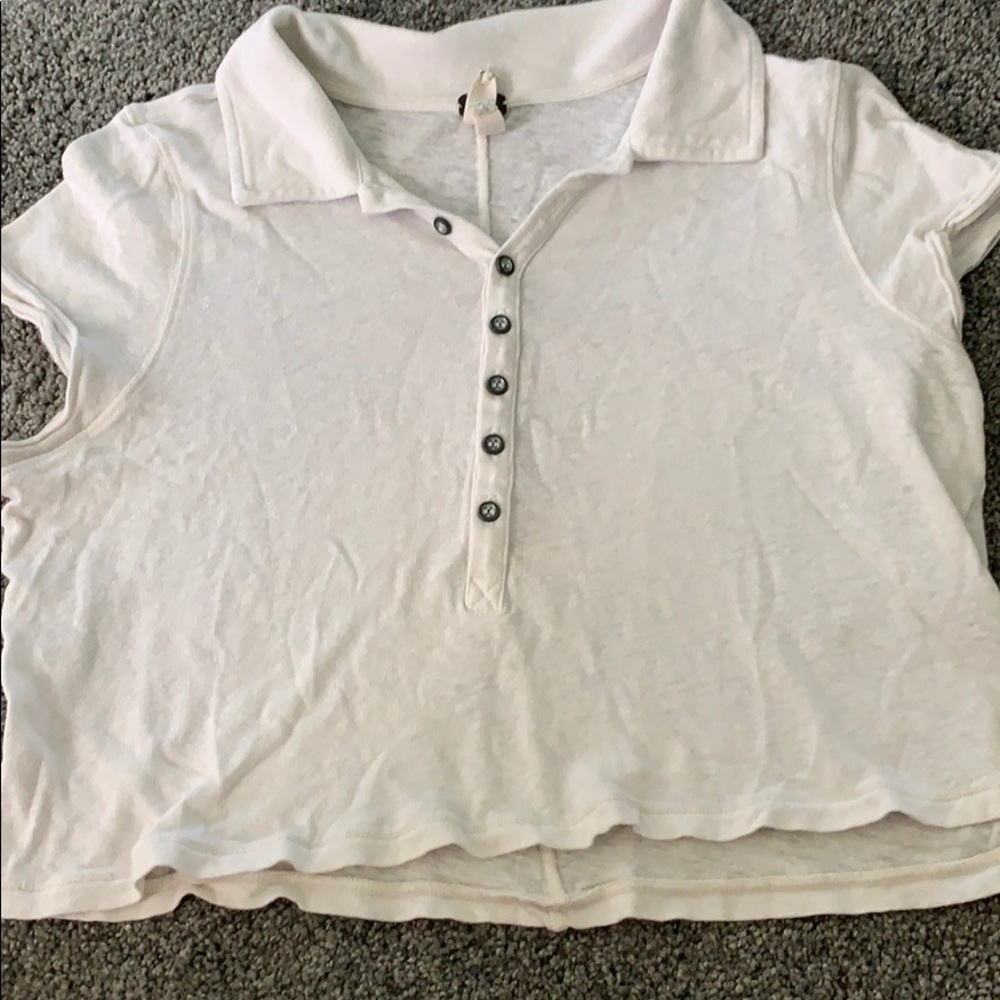 White free people cropped shirt